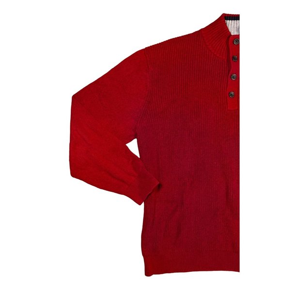 NAUTICA Sweater Men's L/S Shaker Stitch 1/4 Button Up High Neck Pullover Red 2XL - Picture 6 of 11